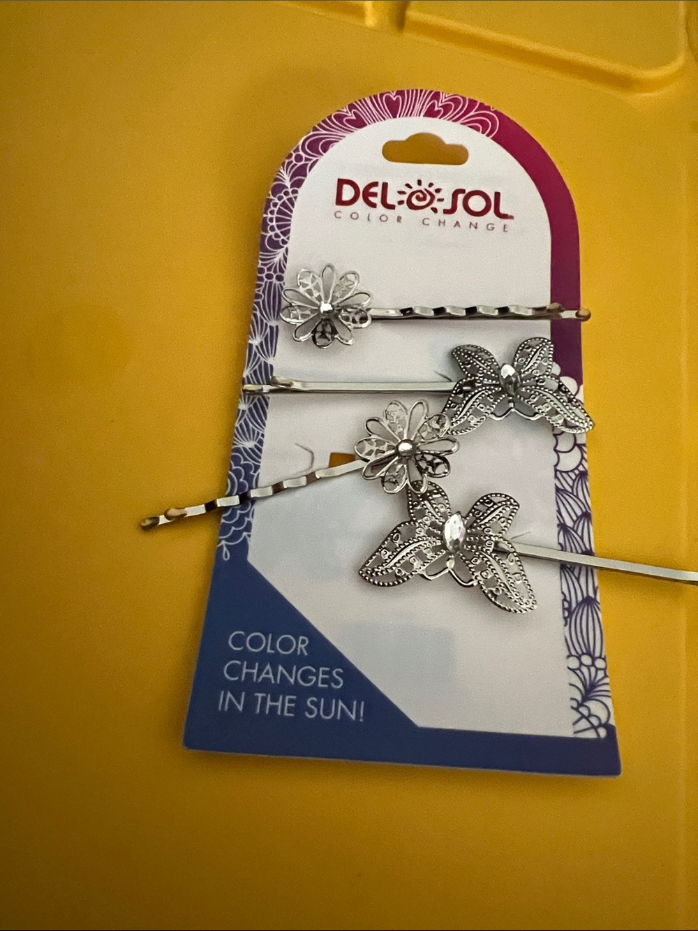 Silver Floral & Butterfly Hair Pin Set for Kids